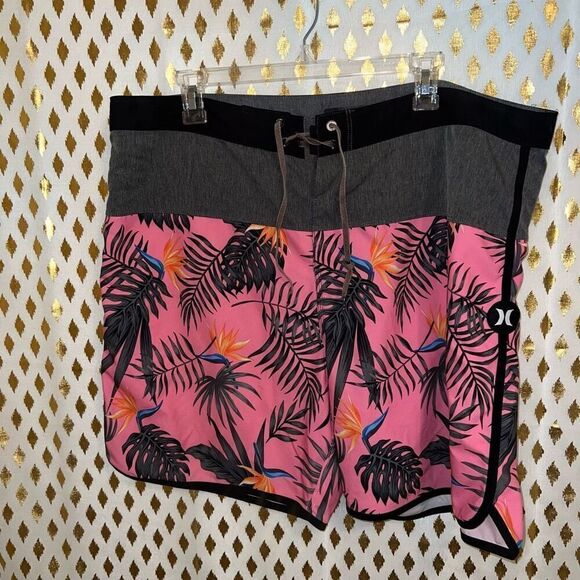 Hurley swim trunks pink monstera plant size 38 M - Picture 1 of 5